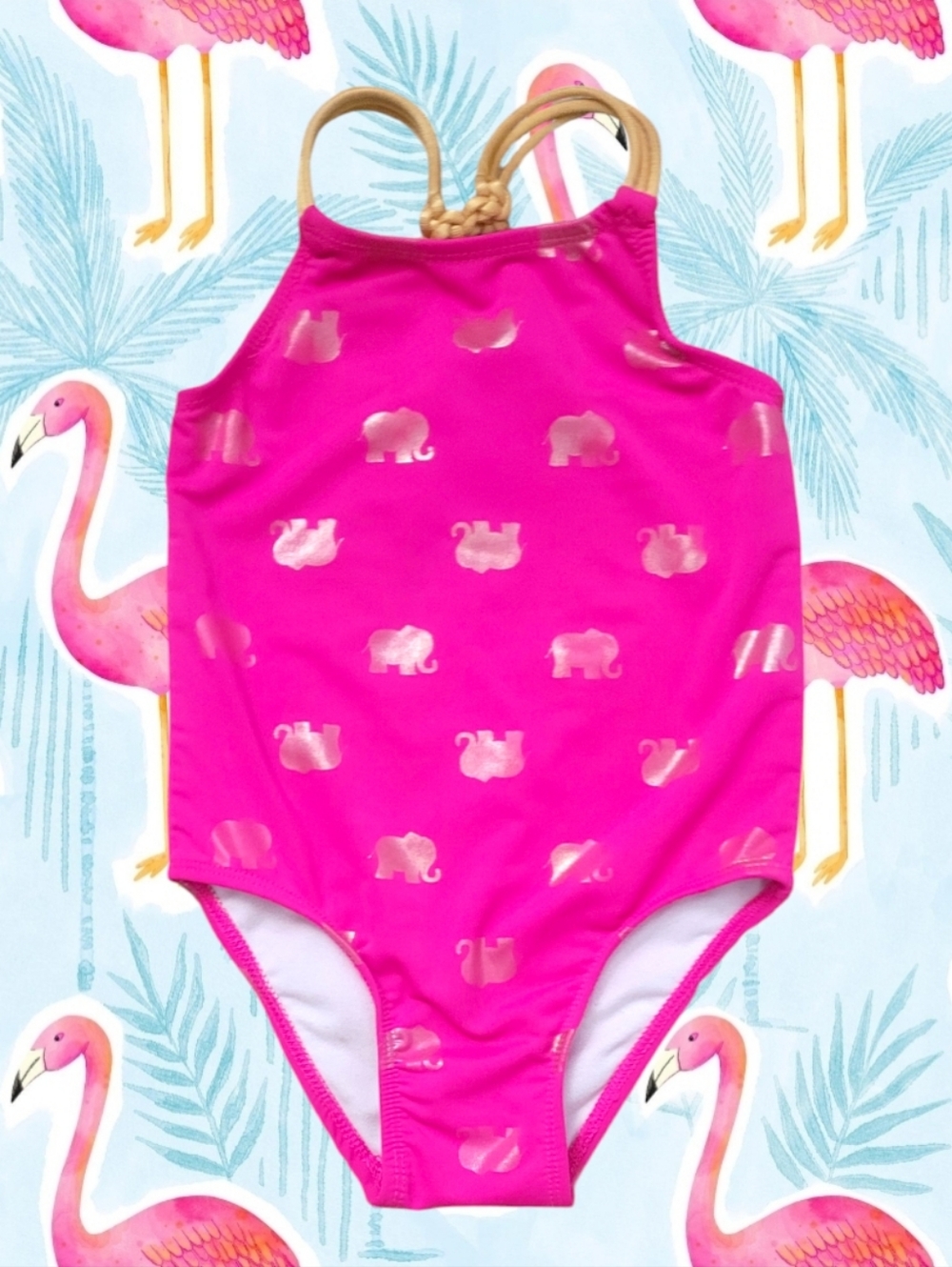 Circo Girl's Fushia Elephant Print One-piece Swimsuit